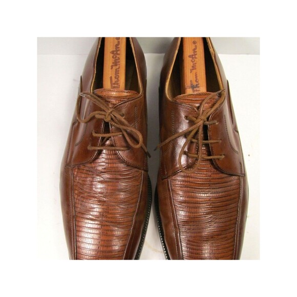 Johnston & Murphy Brown Leather Fancy Bike Toe Oxfords Mens Size US 9.5 M - Picture 6 of 11